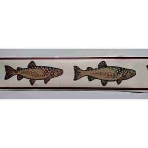 5" YORK Wall Border - Fish - Ocean - Nautical - Maroon Green - 5 yds